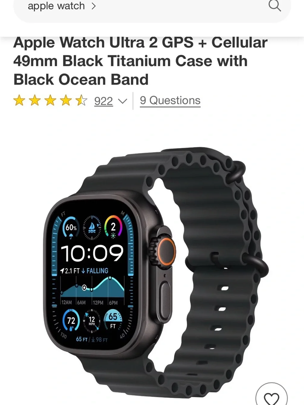 Apple Watch Ultra 2 GPS+ Cellular 49mm Black Titanium Case with Black Ocean band